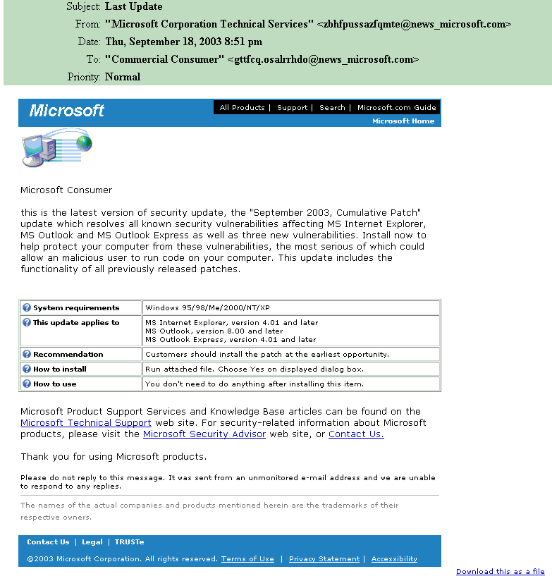 MS Patch Hoax - Click for larger image